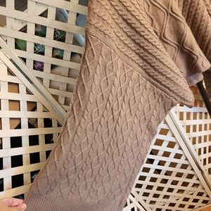 Brown Cable Knit Crop Sweater